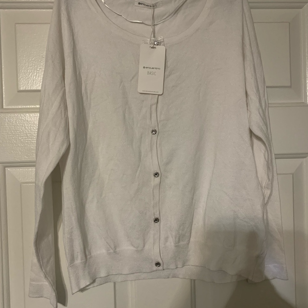 White Button-Up Sweater ( Size Large
